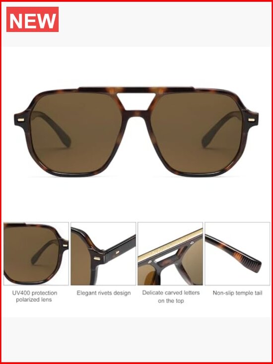 Retro Trendy Aviator Polarized Sunglasses UV400 main image 7